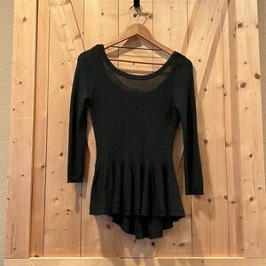 Philosophy Green Peplum Metallic Sweater Size Small